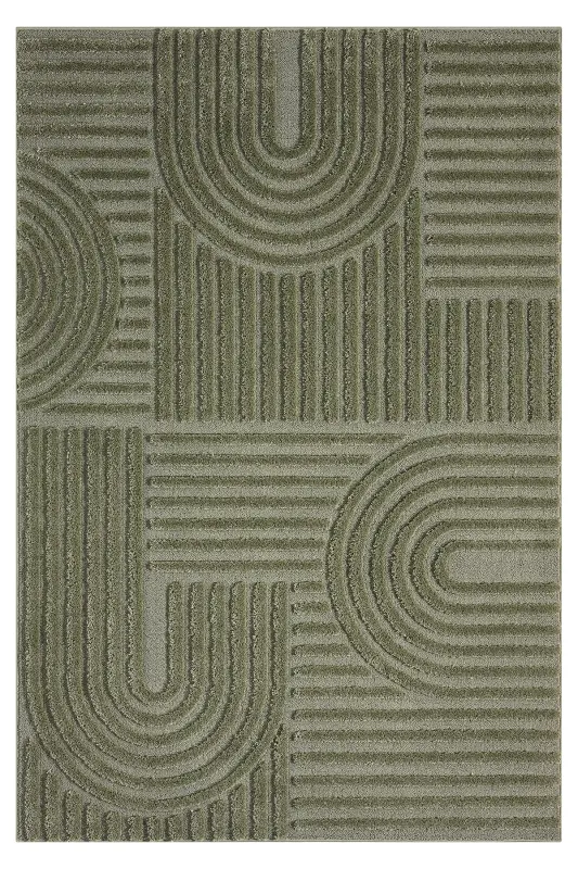 Quincey Bukleli Yumuşak Peluş Post Shaggy Krem Çocuk Odası Oturma Odası Salon Mutfak Halısı-Yeşil - 2