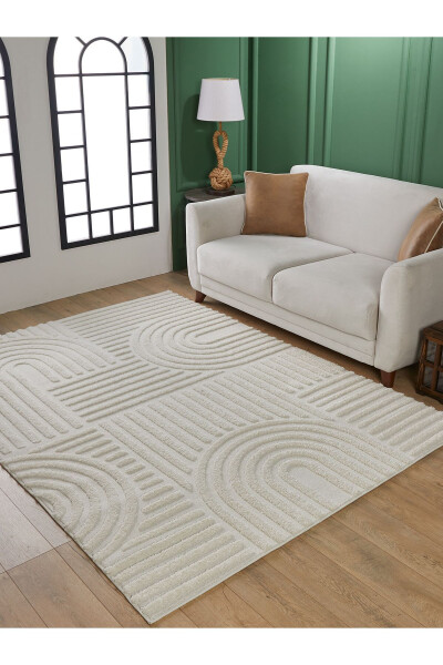 Quincey Burmali Yumshoq Plush Shaggy Krem Bolalar Xonasi Mehmonxona Zal Oshxona Gilam - VENUCCI HOME & LIVING (1)