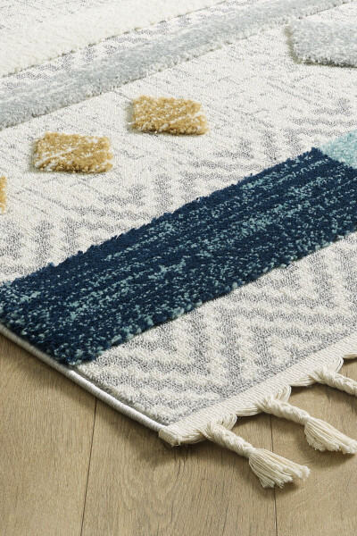 Quincey Curly Soft Plush Shaggy Cream Kids Room Living Room Hall Kitchen Rug - 21