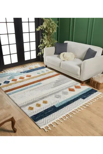 Quincey Curly Soft Plush Shaggy Cream Kids Room Living Room Hall Kitchen Rug - 3