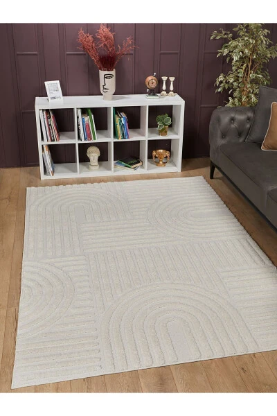 Quincey Curly Soft Plush Shaggy Cream Kids Room Living Room Hall Kitchen Rug - 8