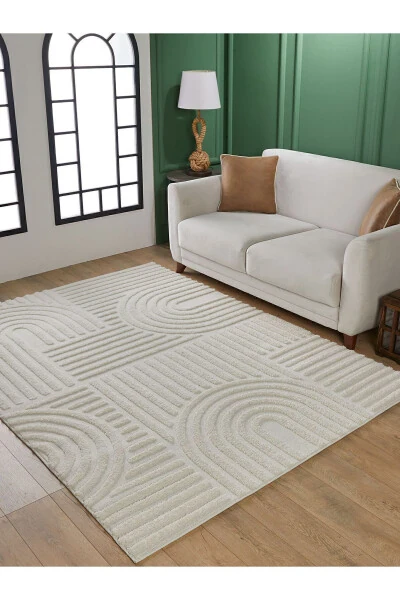 Quincey Curly Soft Plush Shaggy Cream Kids Room Living Room Hall Kitchen Rug - 9