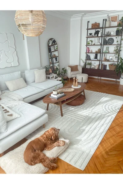 Quincey Curly Soft Plush Shaggy Cream Kids Room Living Room Hall Kitchen Rug - 11