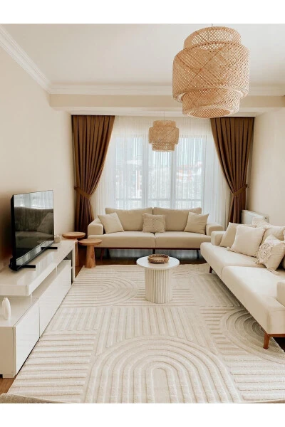 Quincey Curly Soft Plush Shaggy Cream Kids Room Living Room Hall Kitchen Rug - 13