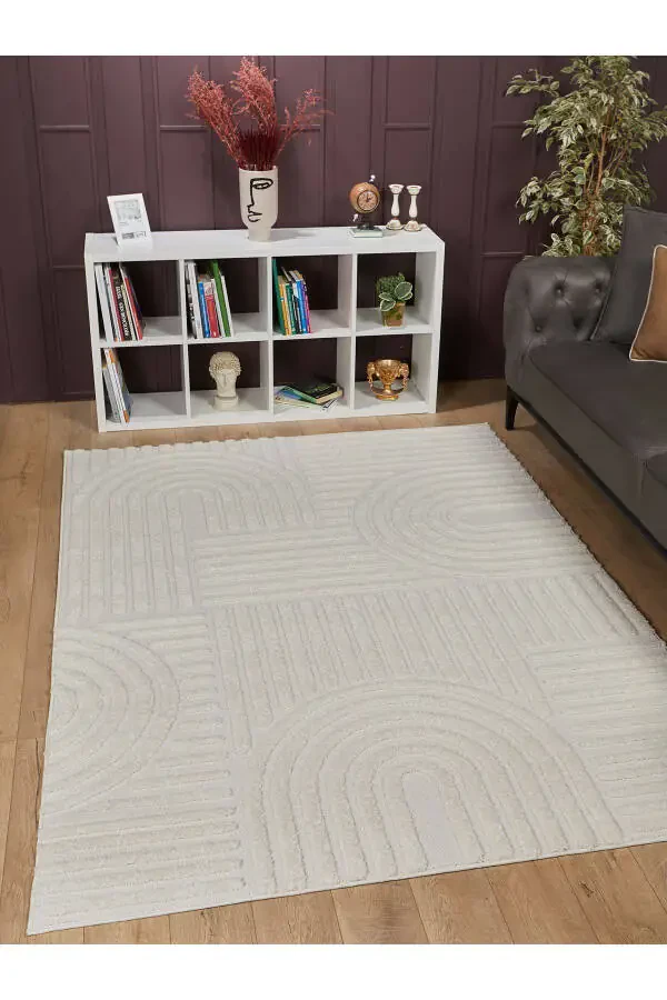 Quincey Curly Soft Plush Shaggy Cream Kids Room Living Room Hall Kitchen Rug - 1