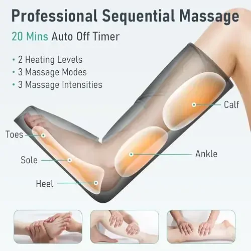 QUINEAR Leg Massager with Heat Air Compression Massage for Foot & Calf Helpful for Circulation and Muscles Relaxation (FSA or HSA Eligible) - QUINEAR (1)