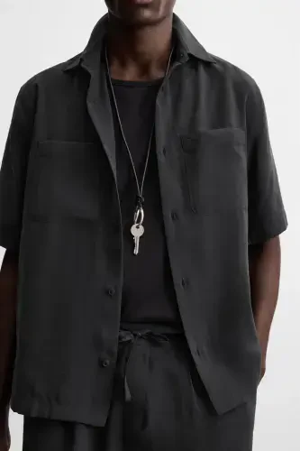 Qulay bichimli keng ko'ylak - Qora - 6