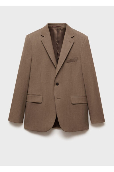 Qulay egiluvchan mato va tor kesim Blazer paltosi - 3