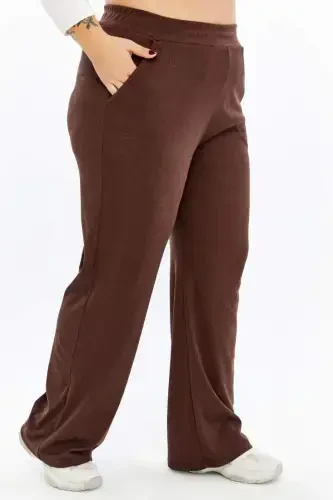 Qulay kesimli katta o'lchamli asosiy shim jigarrang - BÜYÜKBEDENIZ (1)