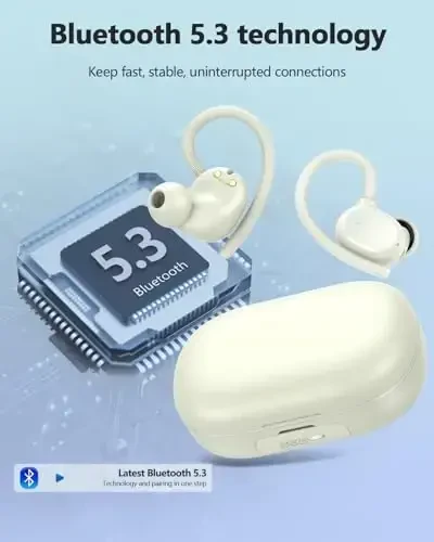 Quloqchinlar Simsiz Bluetooth Quloqchinlar Sport 2025 Yangi Bluetooth 5.3 Naushniklar 128H LED displeyli Kuchli Bass Quloqchinlar Quloq ilgaklari bilan IP7 Sport zal / Yugurish / Mashg'ulot uchun suv o'tkazmaydigan - 6