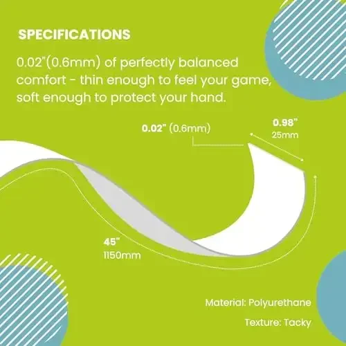Qulupnay va qaymoqli tennis lentalari va namlagich to'plami - 2 ta yopishqoq 45 dyuym uzunlikdagi x 0,98 dyuym kenglikdagi raketka tutqichi va 1 ta mos keluvchi Ping namlagichi - 5