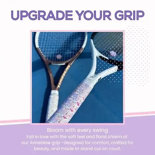 Qulupnay va qaymoqli tennis lentasi va namlagich to'plami - 2 ta yopishqoq 45 dyuym uzunlikdagi x 0,98 dyuymli raketka tutqichi va 1 ta mos keladigan ping namlagich - STRAWBERRIES (1)