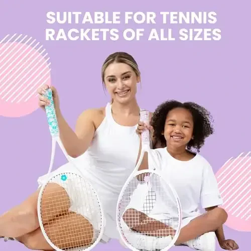 Qulupnay va qaymoqli tennis lentasi va namlagich to'plami - 2 ta yopishqoq 45 dyuym uzunlikdagi x 0,98 dyuymli raketka tutqichi va 1 ta mos keladigan ping namlagich - 6