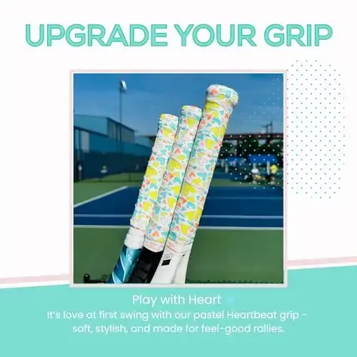 Strawberries and Cream Tennis Tape & Dampener Set - 2 Tacky 45” Long x 0.98” Wide Racket Handle Overgrips & 1 Matching Ping Dampener - MODAZONE (1)