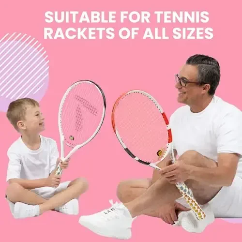 Qulupnay va qaymoqli tennis tasmasi va namlagich to'plami - 2 ta yopishqoq 45 dyuym uzunlikdagi x 0,98 dyuym kenglikdagi raketka tutqichi va 1 ta mos keladigan ping namlagichi - 6