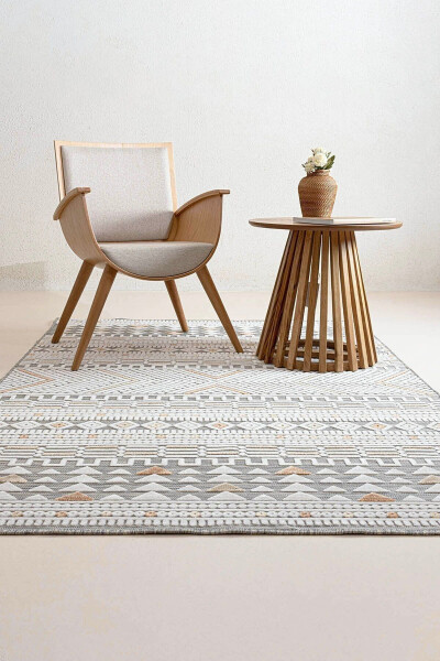 Qum rangli sari rangli katlanadigan oson tozalanadigan gilam 65550a - KOZA HALI