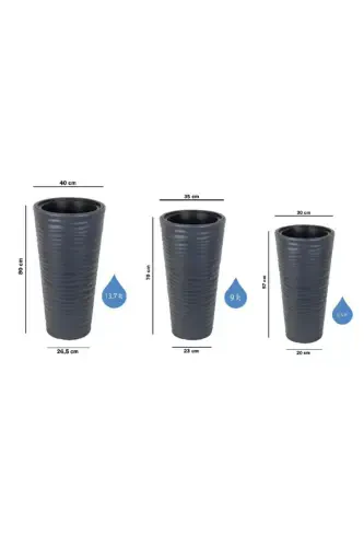 Qumlik Vaza Dekorativ Guldon Antratsit 5.5 Lt Ich Hajneli-ANTRASIT - 5