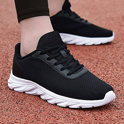 Qunkii Sneakers for Men Hiking Shoes Athletic Running Tennis Shoes Lightweight Sport Gym Jogging Walking Sneakers White - 2