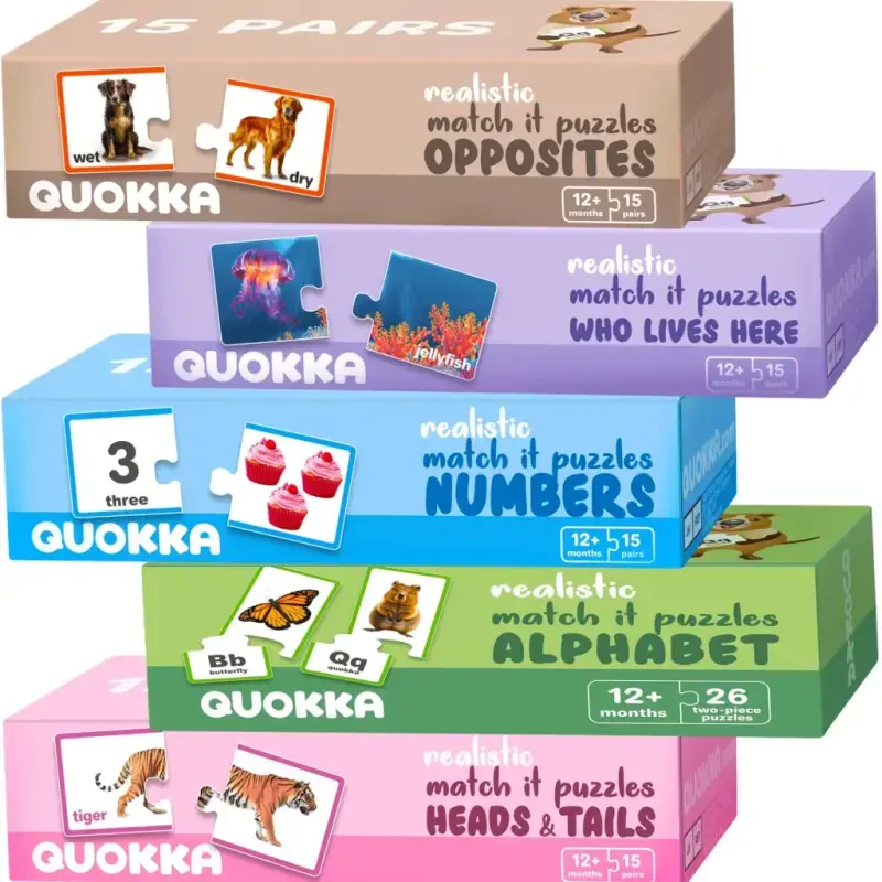 QUOKKA 5X MEGASET Realistic Puzzles for Toddlers 1-3 - Educational Matching Games for Kids Ages 3-5 - QUOKKA