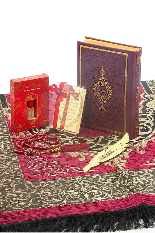Quran and Sejadah Set Maroon-Maroon, Suitable for Gift Bundle and Dowry - 4