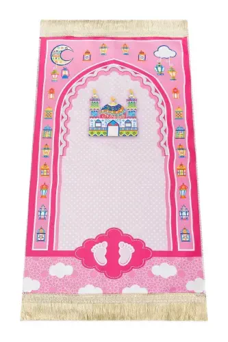 Quran Courses Portable Quran Tasbih Child Prayer Rug Set Pink - 8
