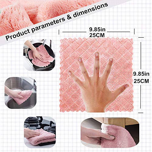 QURIPE 10 ta Mikrofiber Tozalash Matosi Oshxona Sochiqlari, Ikki Tomonlama Idish Quritish Sochiqlari, Uy Jihozlari Stol Oshxona Idish oynalari uchun qayta ishlatiladigan maishiy tozalash matolari - 2
