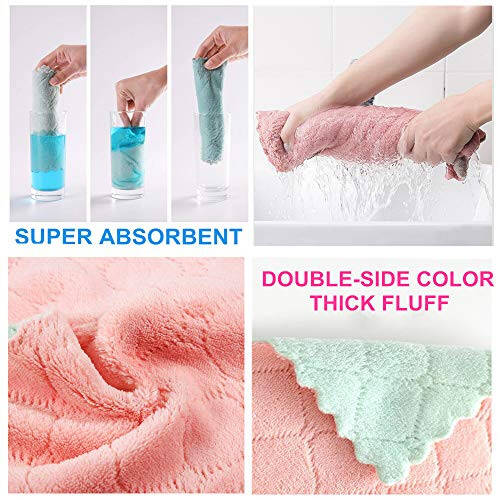 QURIPE 10 ta Mikrofiber Tozalash Matosi Oshxona Sochiqlari, Ikki Tomonlama Idish Quritish Sochiqlari, Uy Jihozlari Stol Oshxona Idish oynalari uchun qayta ishlatiladigan maishiy tozalash matolari - 4