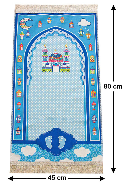 Qur'on kurslariga mo'ljallangan sumkali Elif Bo kitobi, bolalar uchun ibodat gilami, ibodat to'plami ko'k rangda - 5