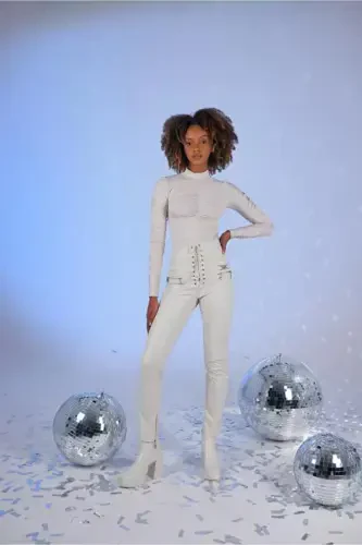 Qushko'zi detalli shim pachalari fermuarli shardonli vegan - 5