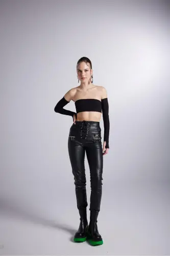 Qushko'zi detalli shim zamokli shardonli vegan - 1
