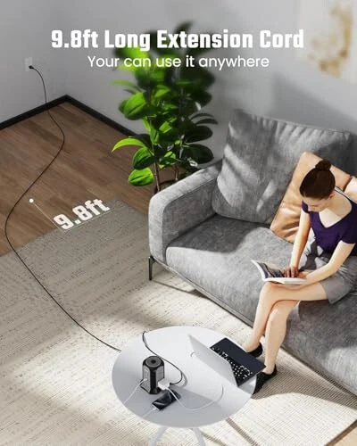 Quvvat simi minorasi to'lqin himoyasi, SUPERDANNY ish stoli zaryadlash stantsiyasi, 10 fut uzaytirgich simi, 9 rozetka, 4 USB port, 1080 Joule, 3-pinli, erga ulangan, uy, ofis uchun ko'p darajali himoya, qora - SUPERDANNY (1)