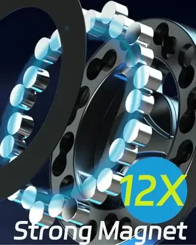 Quyee Magnetic Phone Holder for Your Car, for Magsafe Rear View Mirror Phone Holder - Aluminum Alloy Mount Multi-Angle Adjustment Rotatable and Retractable Compatible with All iPhone and Android - 5