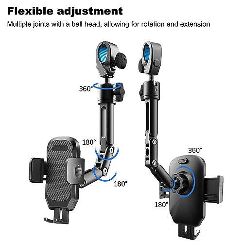Quyee Telefon Tutucu Araba, Dikiz Aynası Telefon Tutucu - Alüminyum Alaşımlı Montaj Çok Açı Ayarı Döner ve Geri Çekilebilir 4-7 İnç Arası Tüm iPhone ve Android Cep Telefonlarıyla Uyumlu - 3
