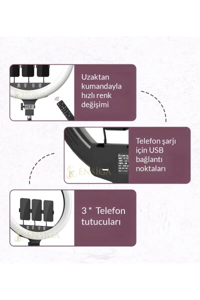 Quyma Oyoqli 21 Dyuyimli Ring Light Masofaviy Boshqarishli Led 54sm Influencer Sartarosh Makyaj Chiroqi Sumkali - 4