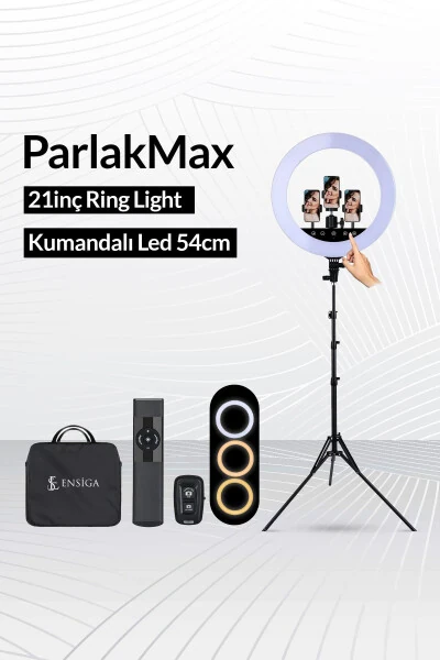 Quyma Oyoqli 21 Dyuyimli Ring Light Masofaviy Boshqarishli Led 54sm Influencer Sartarosh Makyaj Chiroqi Sumkali - 5