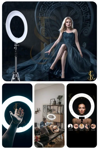 Quyma Oyoqli 21 Dyuyimli Ring Light Masofaviy Boshqarishli Led 54sm Influencer Sartarosh Makyaj Chiroqi Sumkali - 8