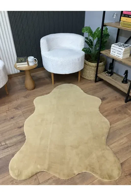 Quyon mo'ynali po'st pluş ultra yumshoq po'st puffy cappuccino-cappuccino - 3