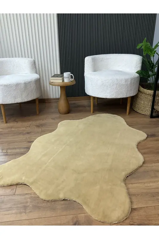 Quyon mo'ynali po'st pluş ultra yumshoq po'st puffy cappuccino-cappuccino - 1