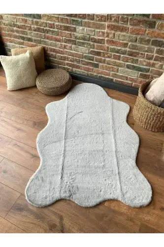 Quyon mo'ynali po'stak peluş ultra yumshoq po'stak puffy kulrang-kulrang - 4