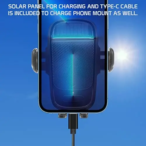 Quyosh energiyasi bilan ishlaydigan havo chiqarish moslamasi, 360 gradusga aylanish, avtomatik teginish va qulflash moslamasi iPhone Samsung Galaxy, Note, Motorola Moto, Google Pixel bilan mos keladi (To'liq o'lchamli havo chiqarish) - 6