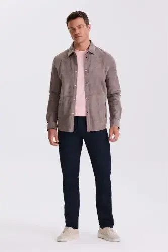 Quyuq kulrang Comfort Fit ko'ylak yoqali chegara - Modazone (1)