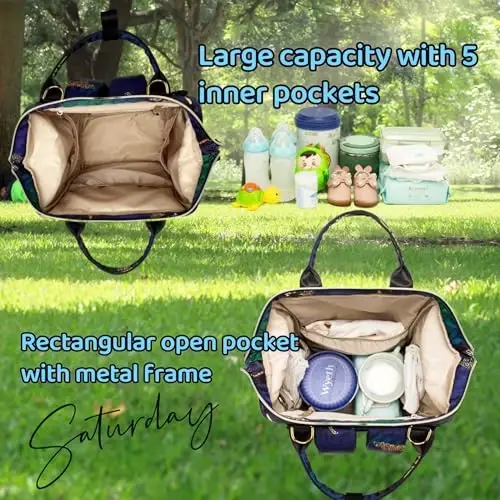 QWREOIA Diaper Bag Backpack, Animal Print Travel Nappy Bag with USB Charging Port Stroller Straps and Insulated Pocket For Women/Mum (Animal Print Pattern) - 5