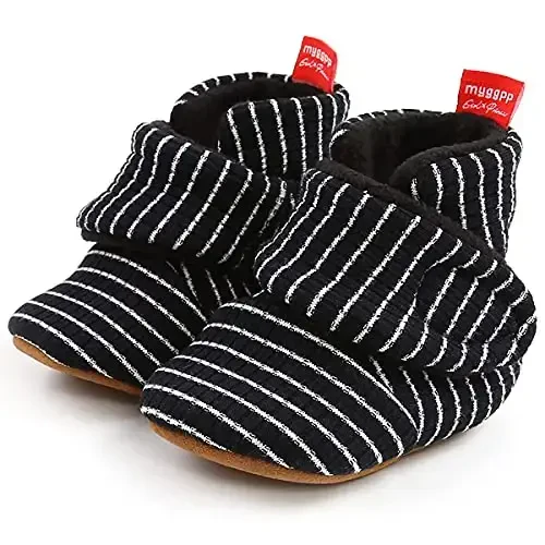 QWZban Baby Booties Infant Newborn Boys Girls Slippers Warm Crib Sock Shoes Indoor First Walkers Prewalker - 5