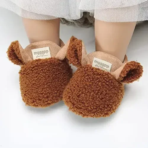 QWZban Baby Booties Infant Newborn Boys Girls Slippers Warm Crib Sock Shoes Indoor First Walkers Prewalker - 2
