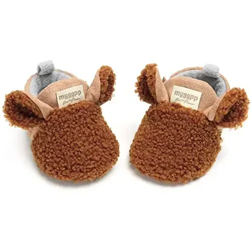 QWZban Baby Booties Infant Newborn Boys Girls Slippers Warm Crib Sock Shoes Indoor First Walkers Prewalker - 3