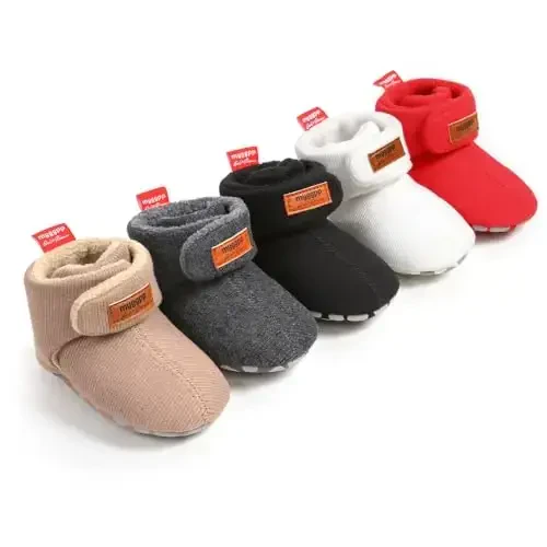 QWZban Baby Booties Infant Newborn Boys Girls Slippers Warm Crib Sock Shoes Indoor First Walkers Prewalker - 3
