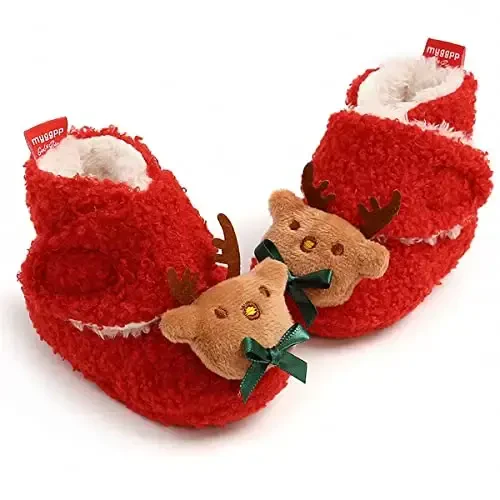 QWZban Baby Booties Infant Newborn Boys Girls Slippers Warm Crib Sock Shoes Indoor First Walkers Prewalker - 4
