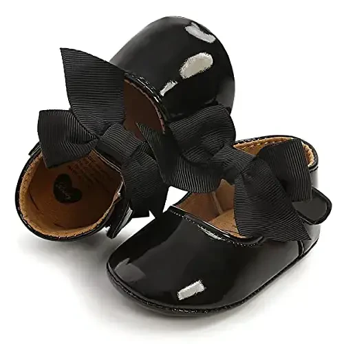 QWZban Baby Shoes Mary Jane Flats Non Slip Soft Sole Infant Toddler Sneakers First Walkers Party Christmas Dress Shoes - 5