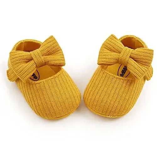 QWZban Baby Shoes Mary Jane Flats Non Slip Soft Sole Infant Toddler Sneakers First Walkers Party Christmas Dress Shoes - 5