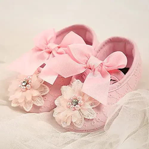 QWZban Baby Shoes Mary Jane Flats Non Slip Soft Sole Infant Toddler Sneakers First Walkers Party Christmas Dress Shoes - QWZBAN (1)